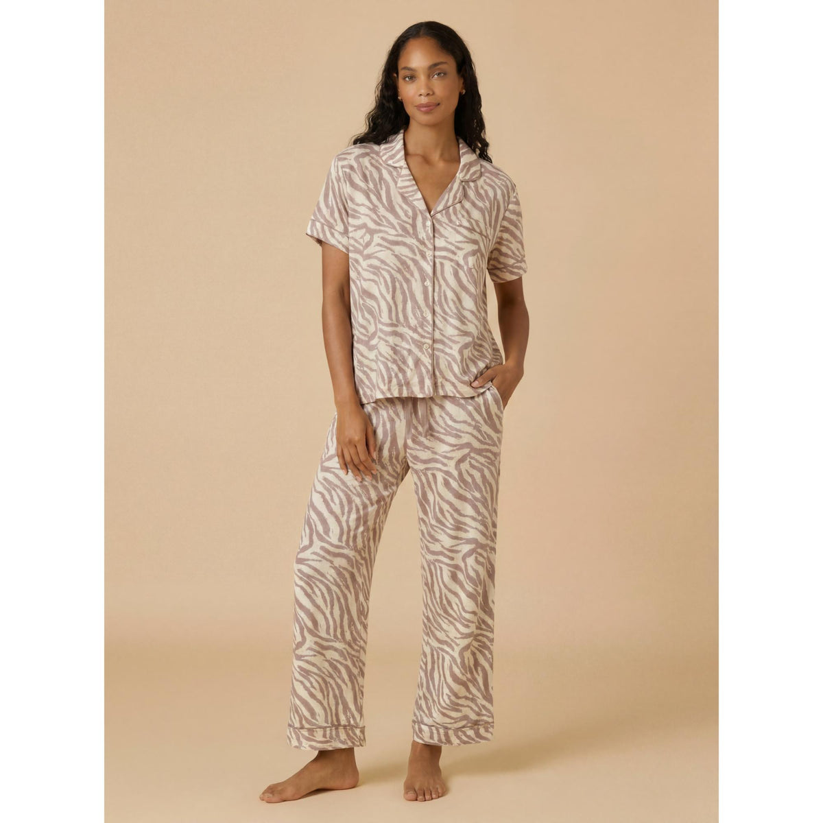 Aria Slim Notch Collar Capri PJ Set