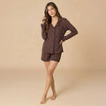 Wildly Soft Slim Notch Collar Long Sleeve Short PJ Set