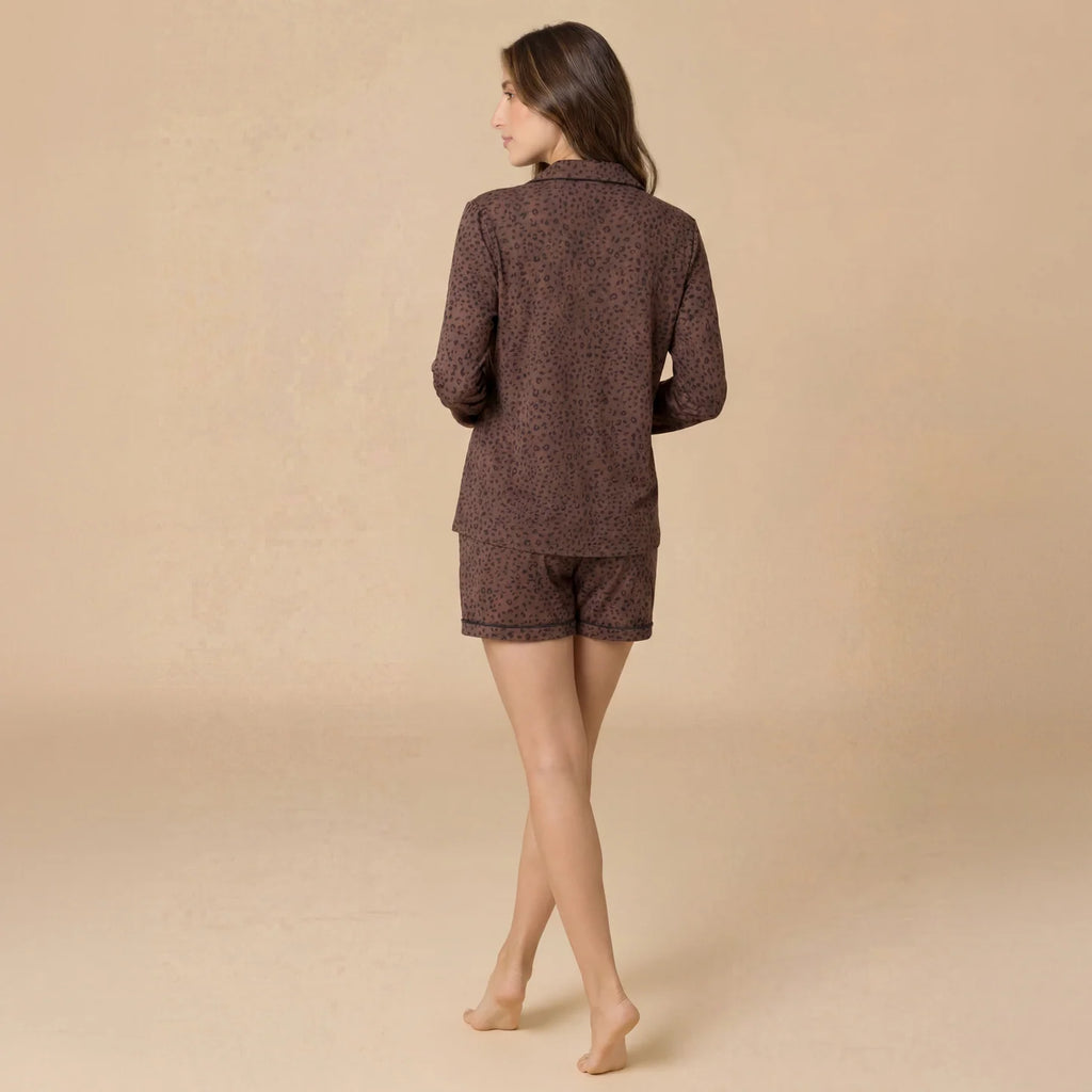 Wildly Soft Slim Notch Collar Long Sleeve Short PJ Set