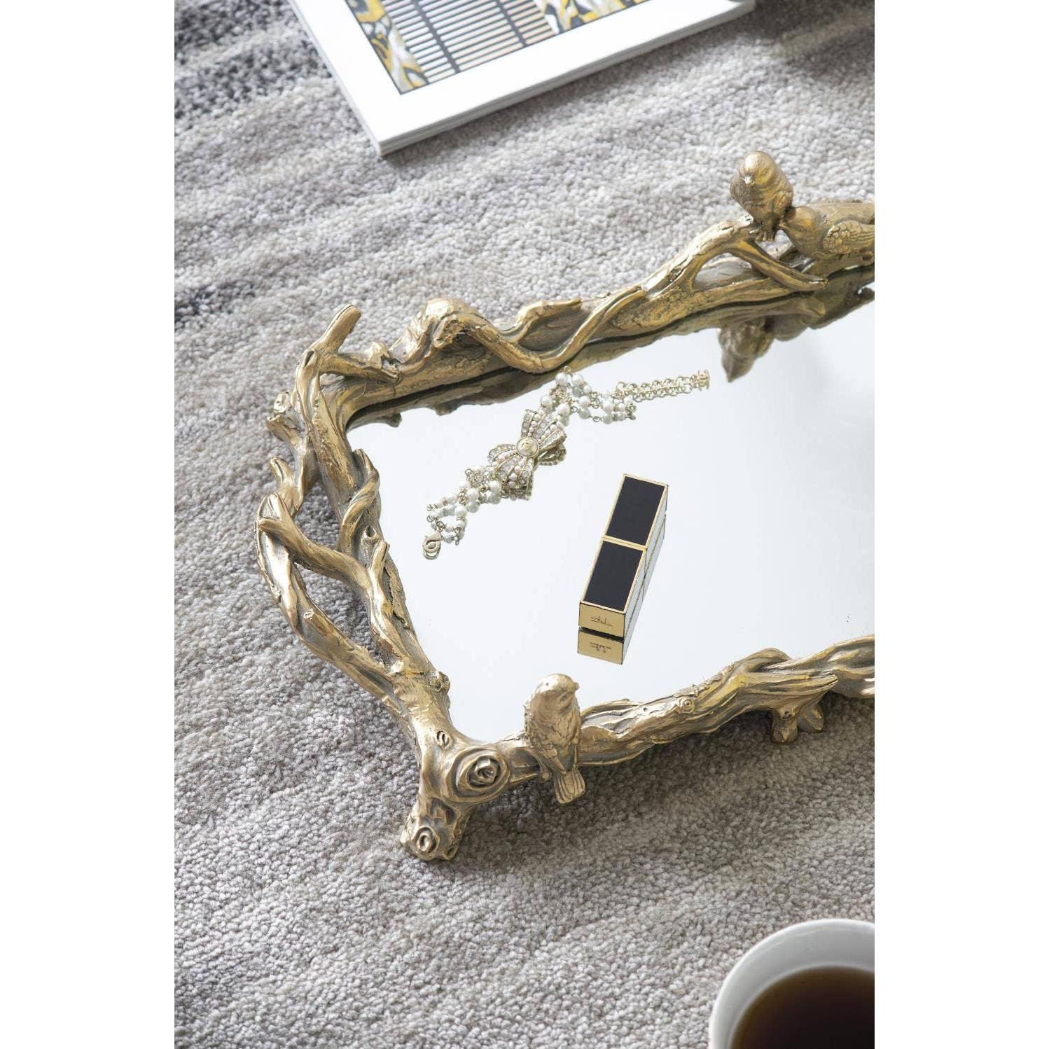 Birdsong Gold Mirrored Tray