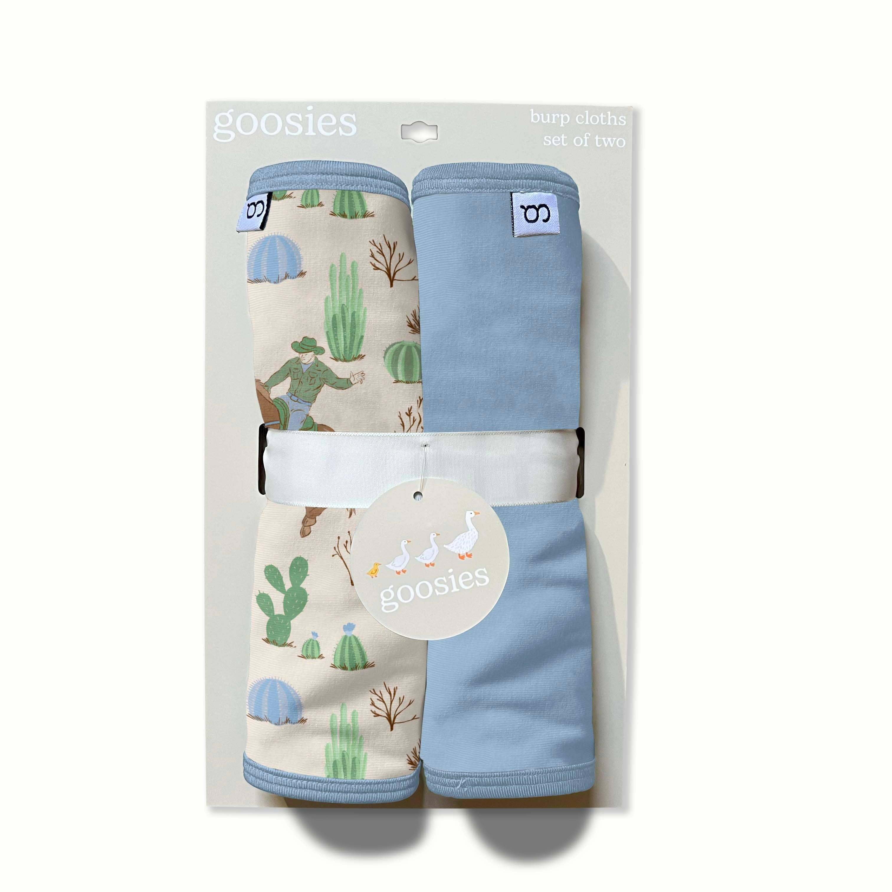 Goosies Cowboy Toile Burp Cloth Set