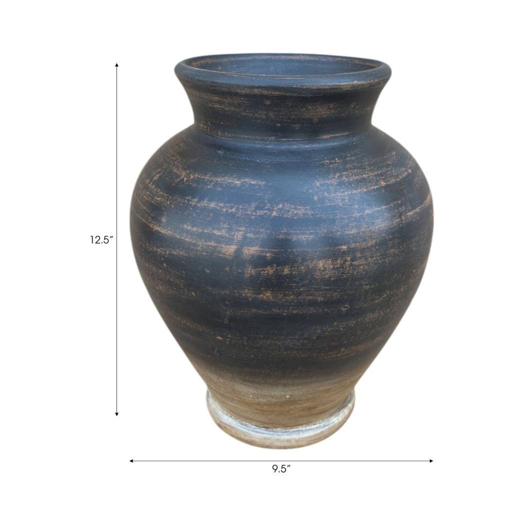 Vase - Brown Terracotta Two Tone Traditional, 12 in.