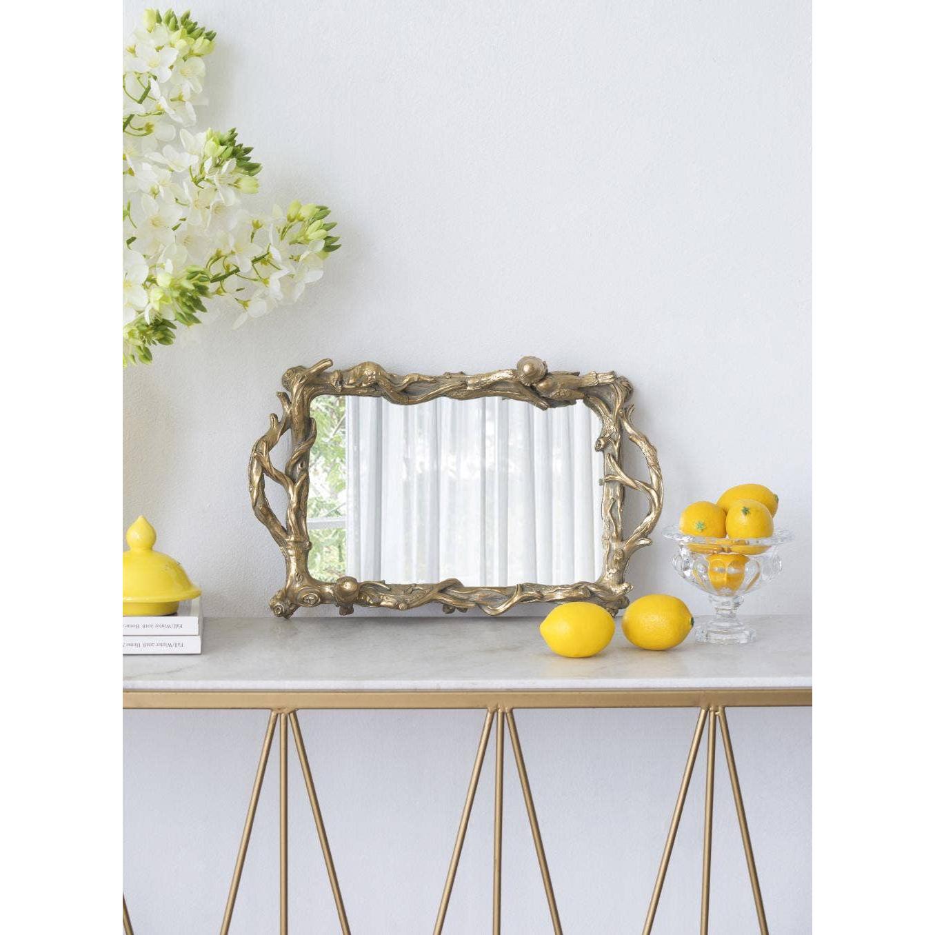 Birdsong Gold Mirrored Tray