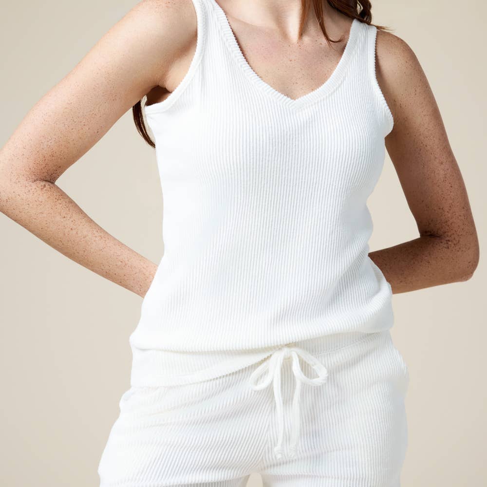 Rib Dream Cloud Soft Double V-Neck Short Set