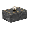 Marble Decorative Box with Removable Lid - Black, 7 in.