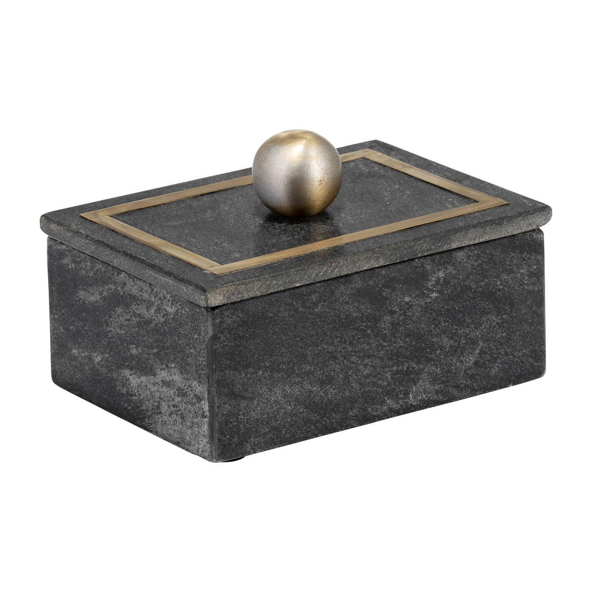 Marble Decorative Box with Removable Lid - Black, 7 in.
