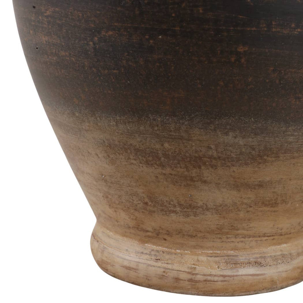 Vase - Brown Terracotta Two Tone Traditional, 12 in.