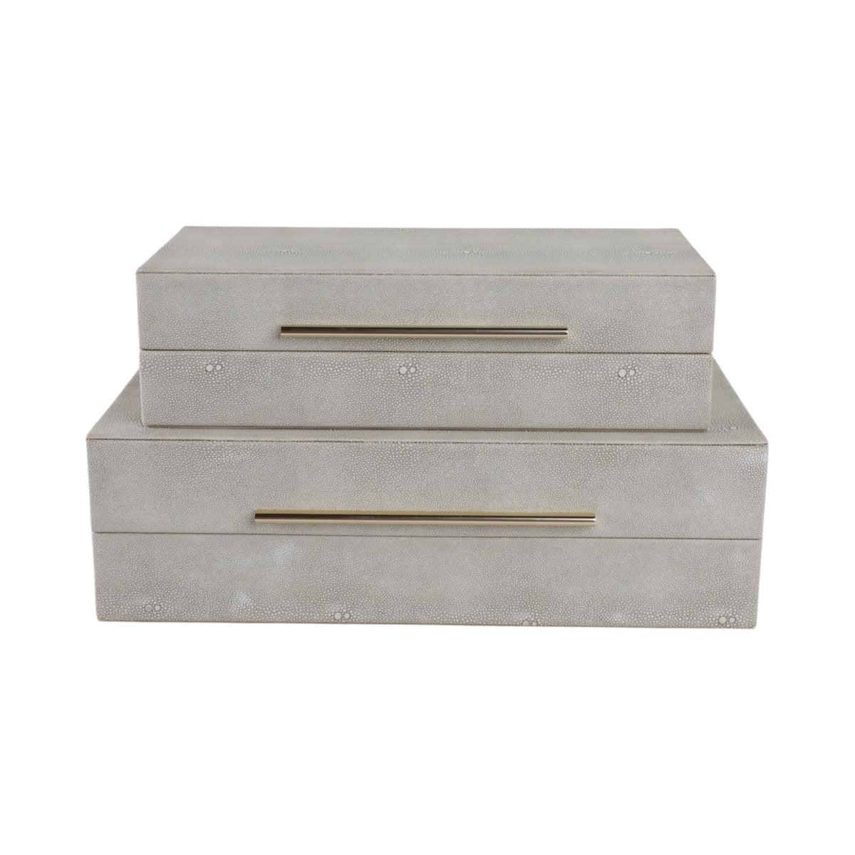 Boxes Set of 2 - Ivory Wood Shagreen Rectangle, 12/14 in.