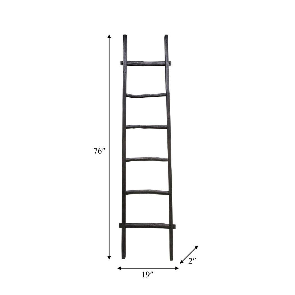 Wood Freestanding Decorative Blanket Ladder - Black, 76 in.