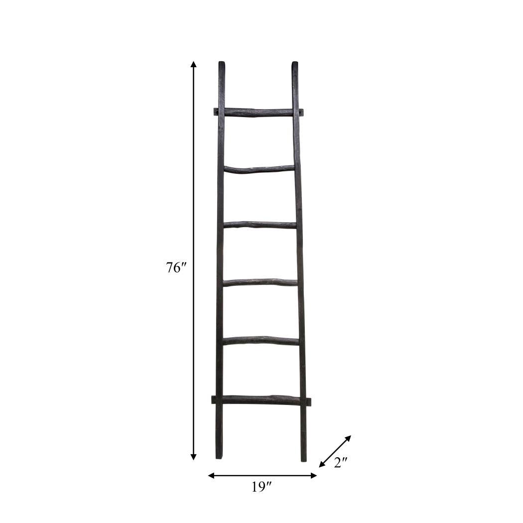 Wood Freestanding Decorative Blanket Ladder - Black, 76 in.
