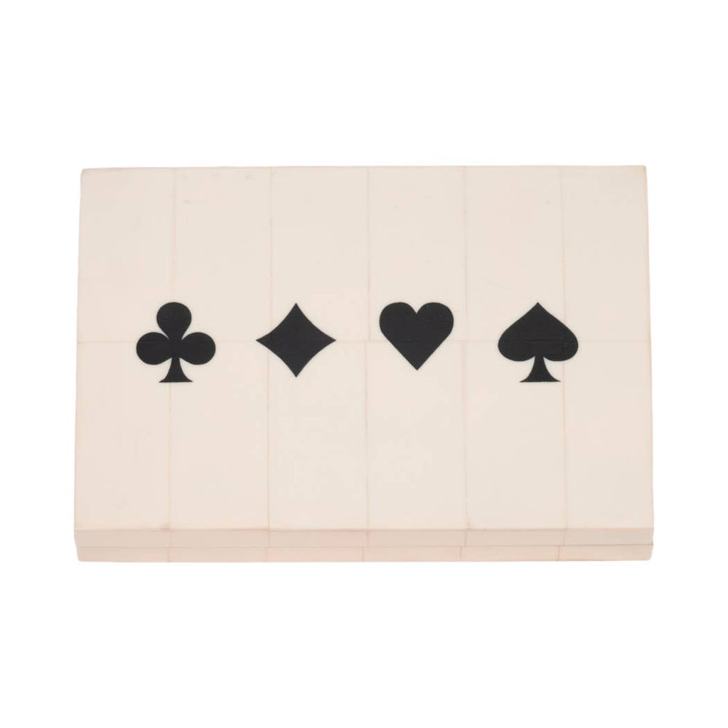 Table Game - White/Black Wood Casual Cards & Dice Box, 7 in.