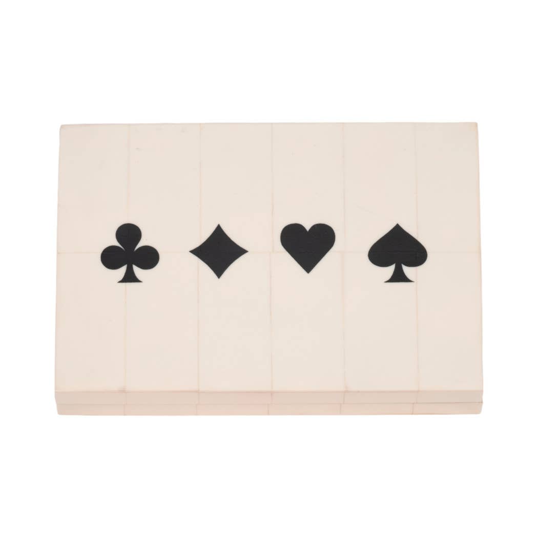Table Game - White/Black Wood Casual Cards & Dice Box, 7 in.