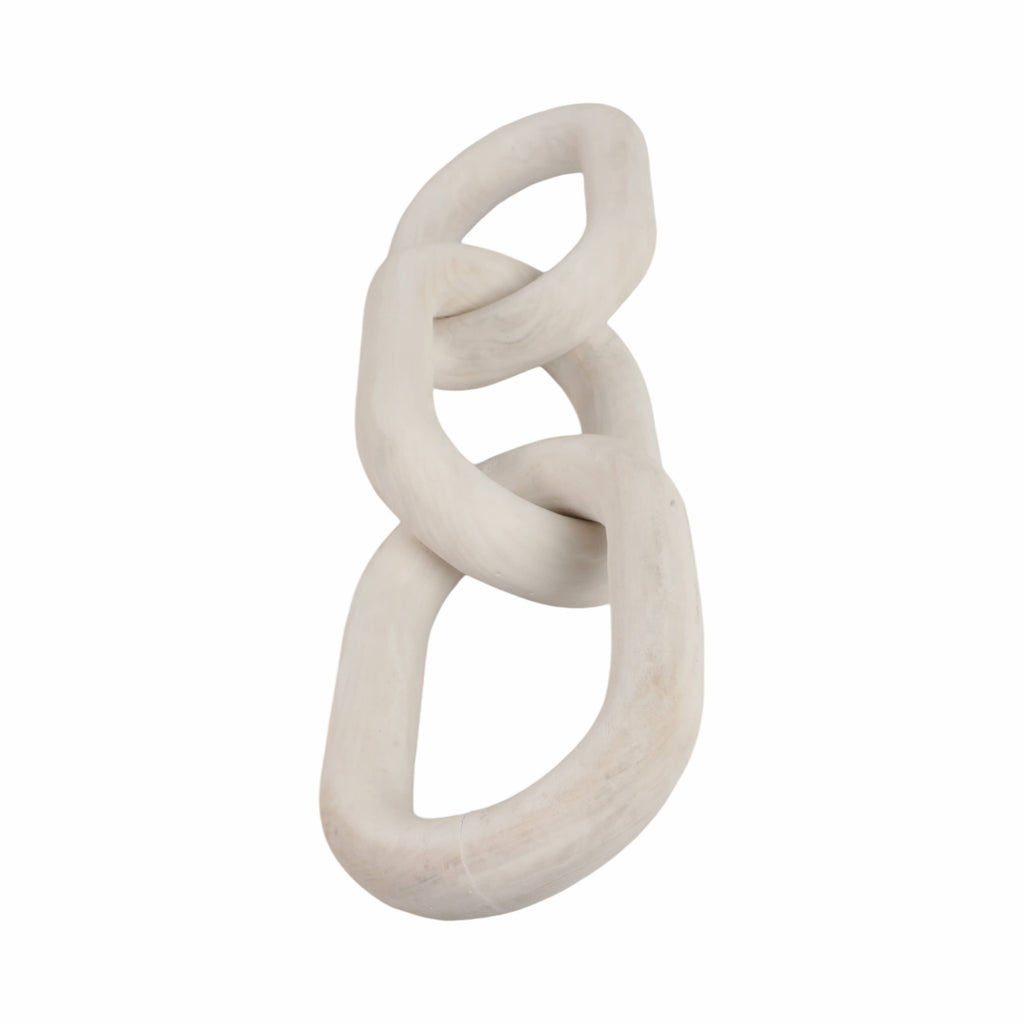 Sculpture - White Wood Interlocking 3-Chain Link, 28 in.