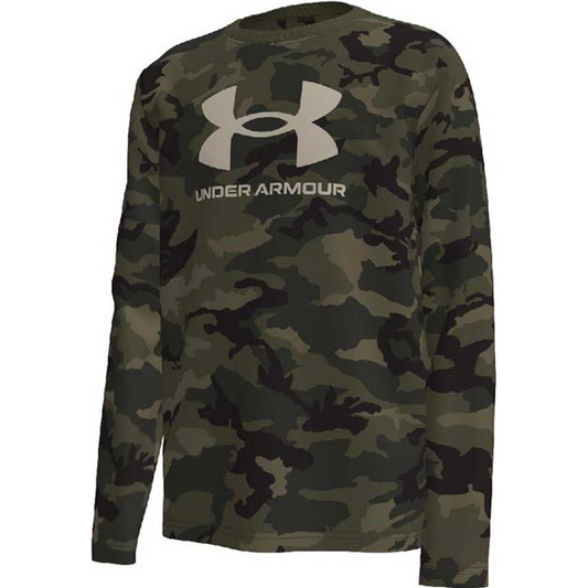 Boys UA Woodland Camo Logo LS, Big Boy