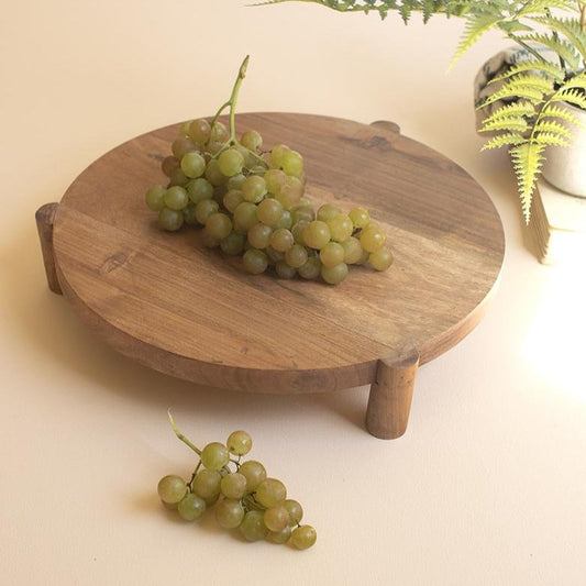 Acacia Wood Round Footed Serving Board