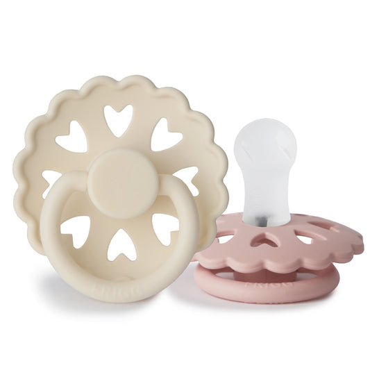 Mushie FRIGG Andersen Fairytale Silicone Pacifier 2-Pack Cream/Blush