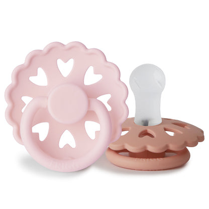 Mushie FRIGG Andersen Fairytale Silicone Pacifier 2-Pack White Lilac/Pretty In Peach