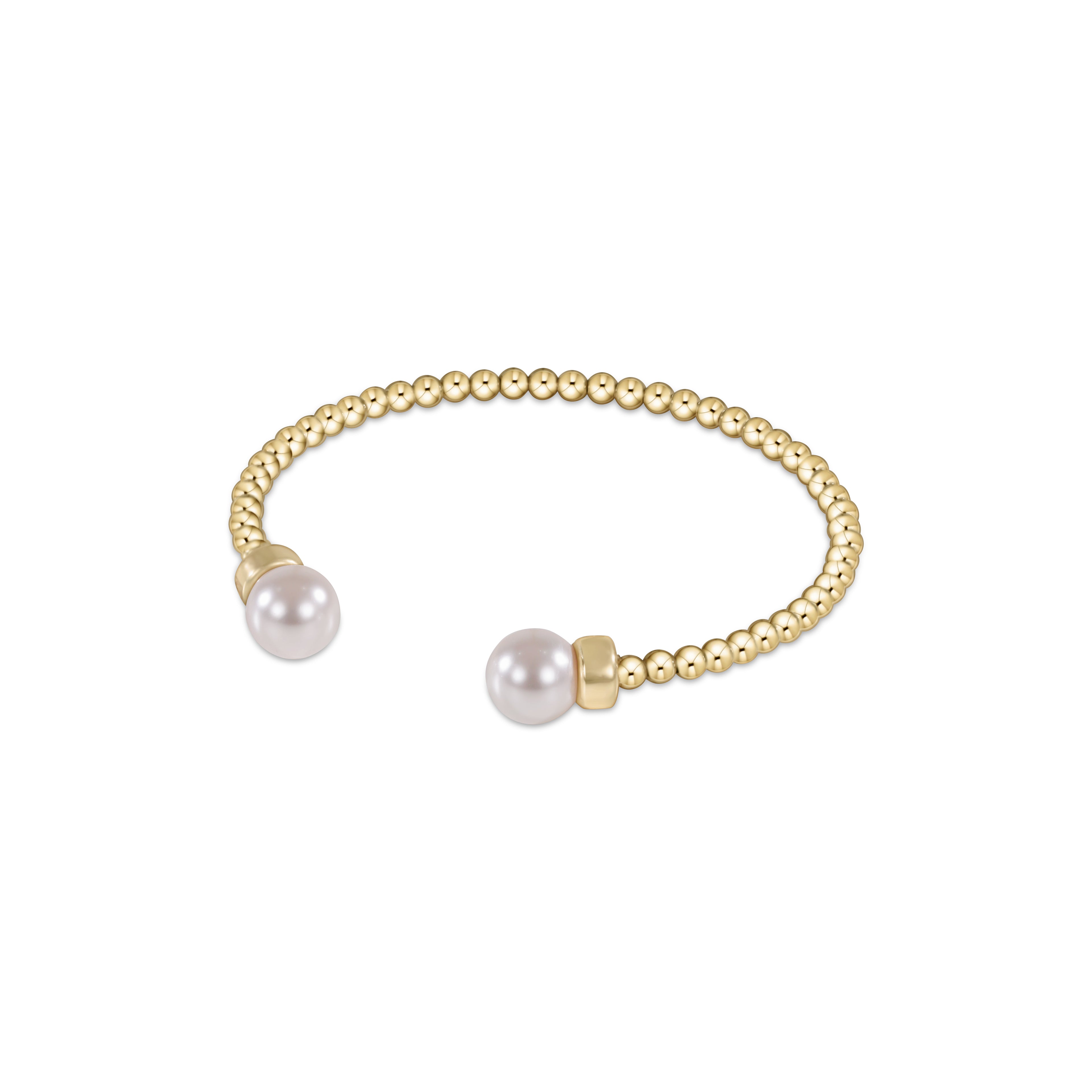 enewton classic gold 3mm bead cuff, pearl