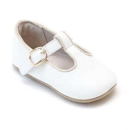 White Evie T-Strap Mary Jane Crib Shoe (Infant)-L'Amour-Lasting Impressions
