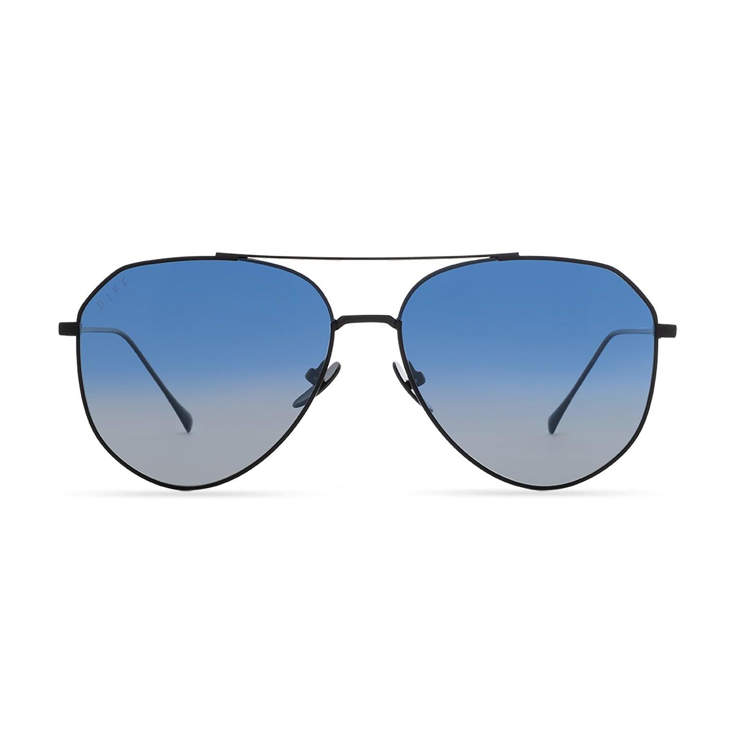 DIFF EYEWEAR Dash Brushed Gunmetal + Aegean Blue Gradient Flash, Polarized