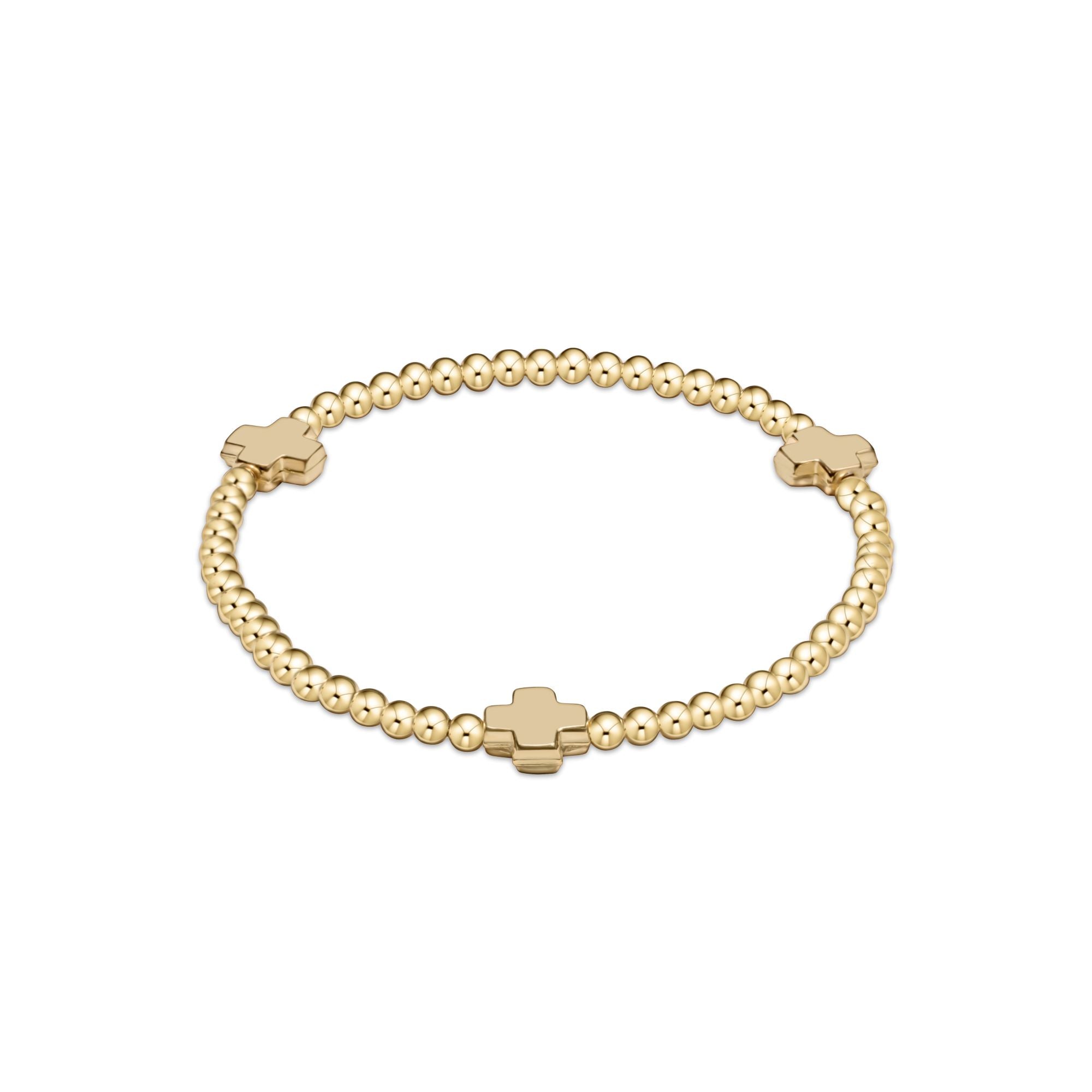 enewton signature cross gold pattern 3mm bead bracelet, gold