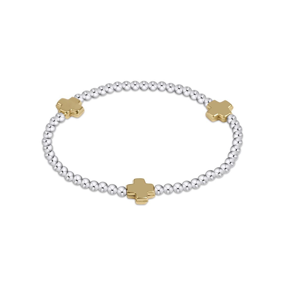 enewton signature cross sterling mixed metal pattern 3mm bead bracelet