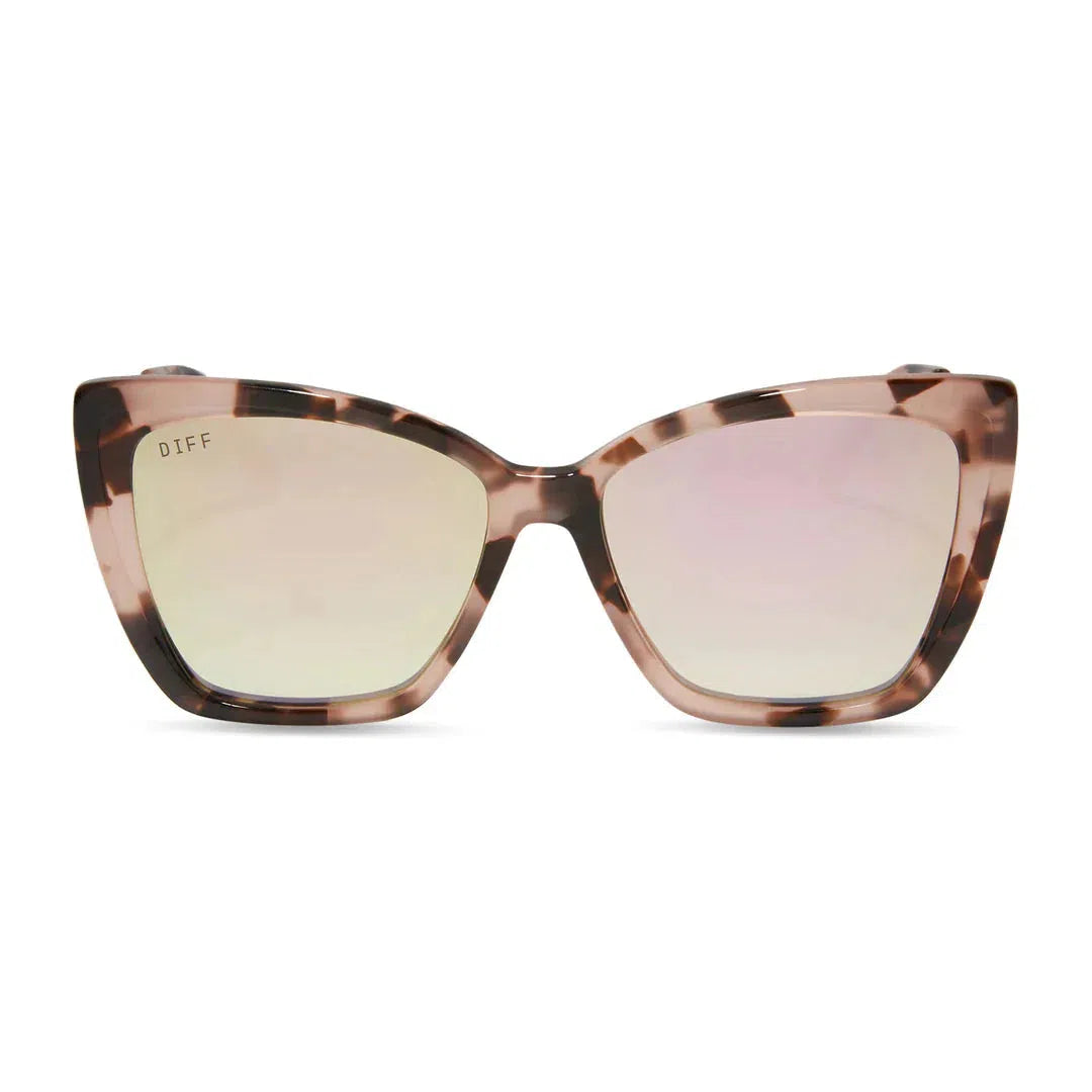 DIFF EYEWEAR Becky II Himalayan Tortoise + Taupe Flash Mirror Polarized