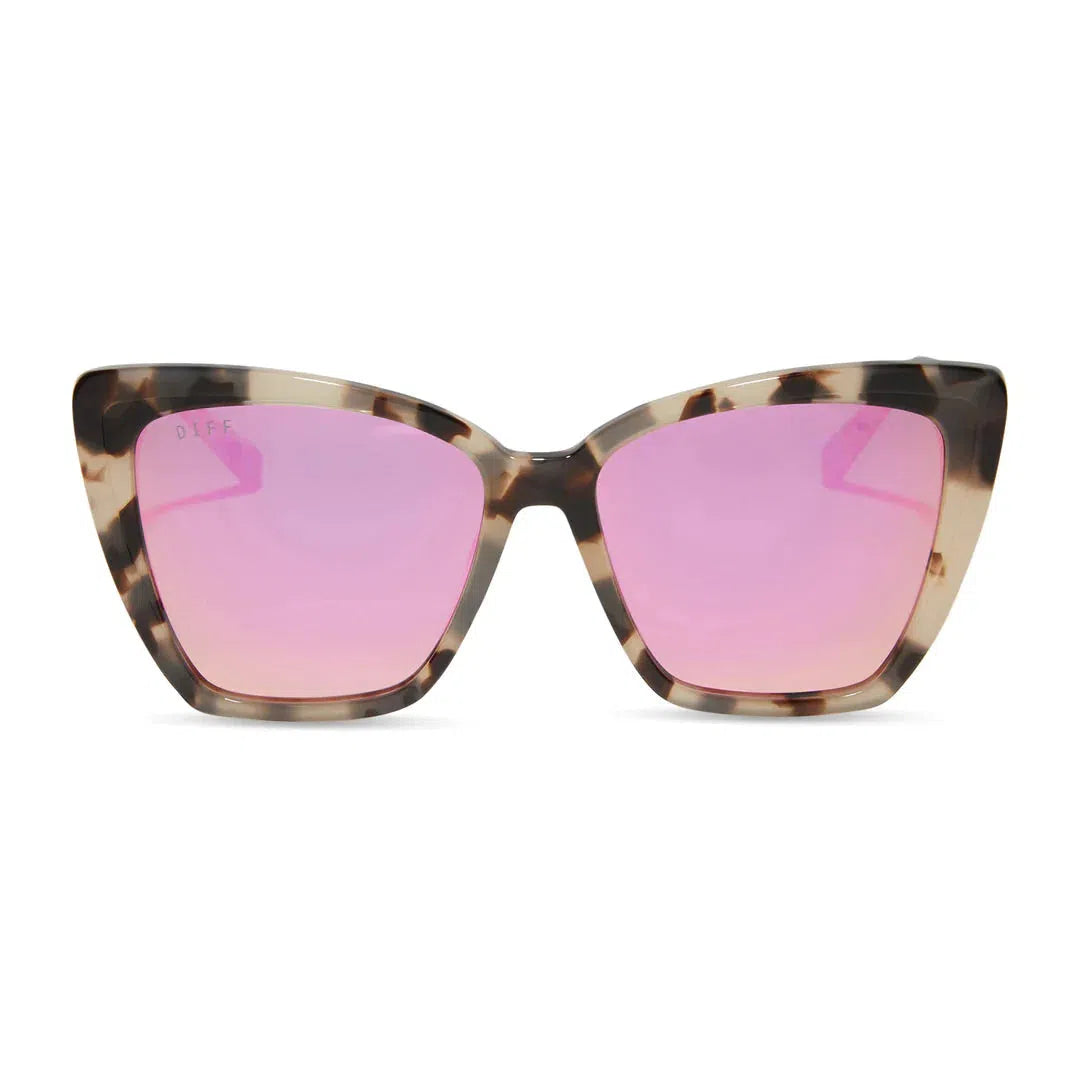 DIFF EYEWEAR Becky II Cream Tortoise + Pink Mirror