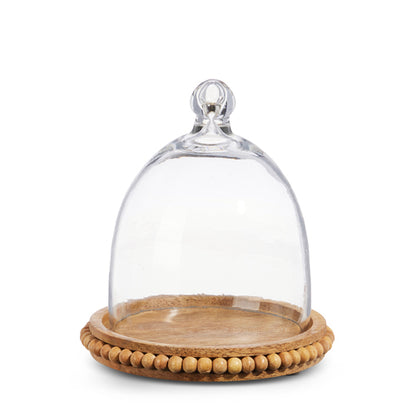 Wood Beaded Trays with Cloche