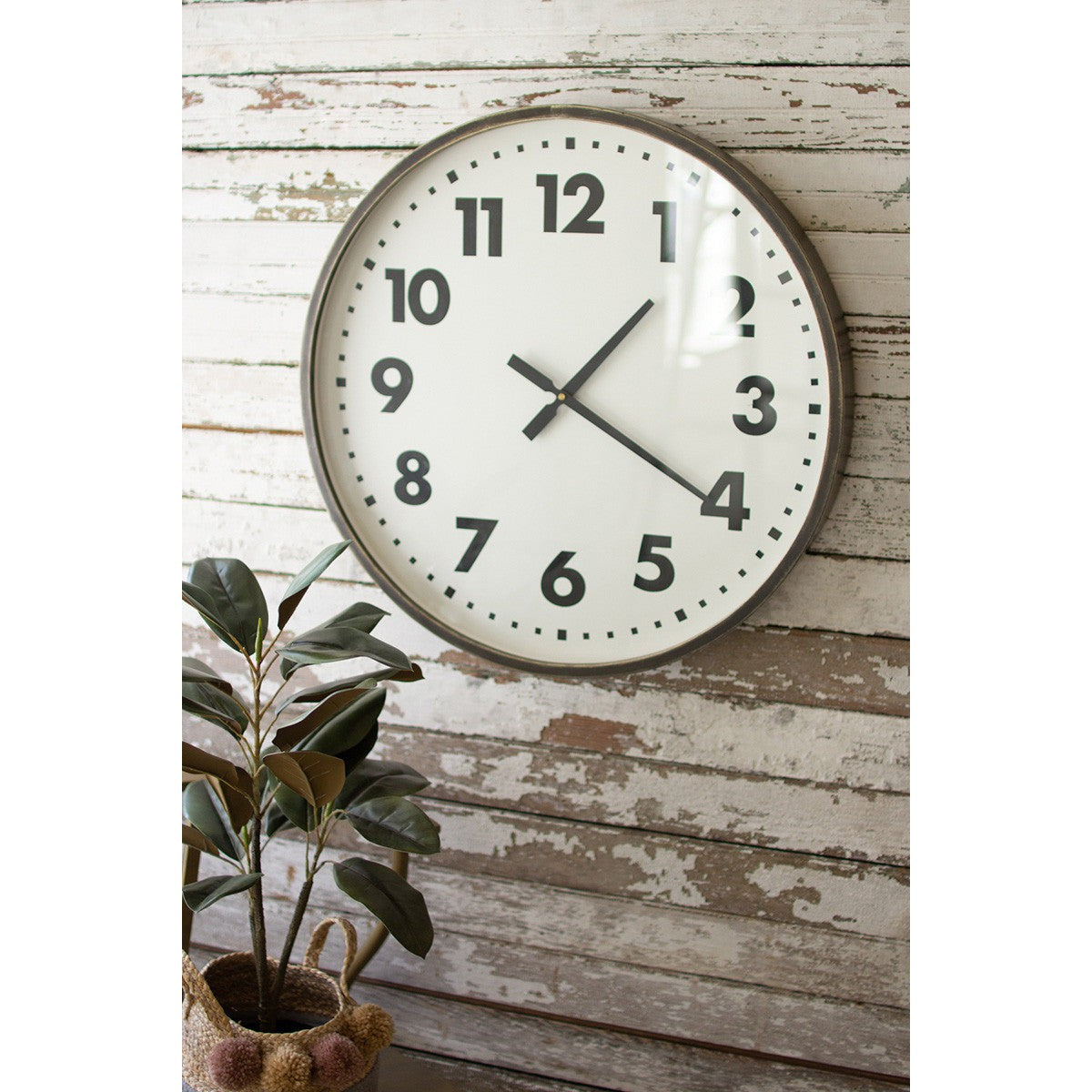 Round Black and White Wall Clock Kalalou