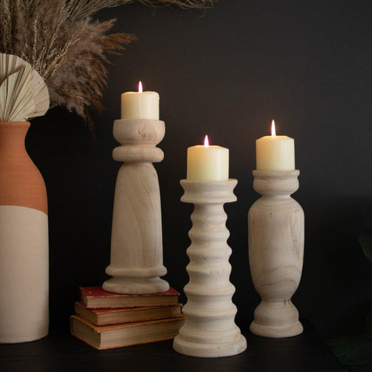 Turned Wooden Candle Holders