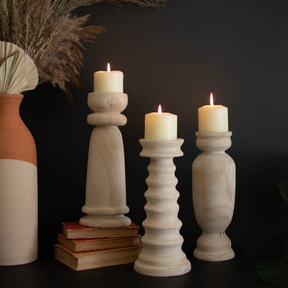 Turned Wooden Candle Holders Kalalou