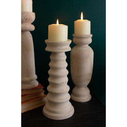 Turned Wooden Candle Holders