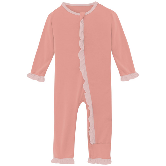 Classic Ruffle Coverall with 2 Way Zipper