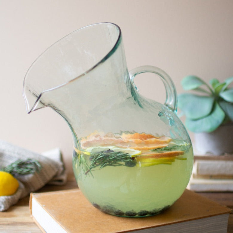 Large Glass Tilted Pitcher