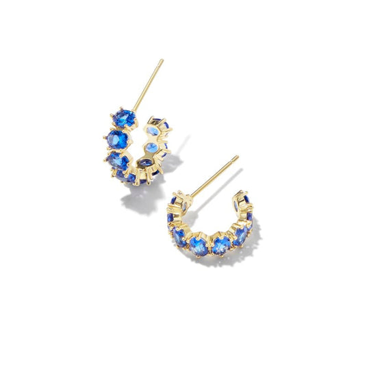 Kendra Scott Gold Blue Crystal Cailin Crystal Huggie Earrings