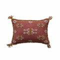 Cotton & Silk Lumbar Pillow w/ Embroidery, Piping & Tassels