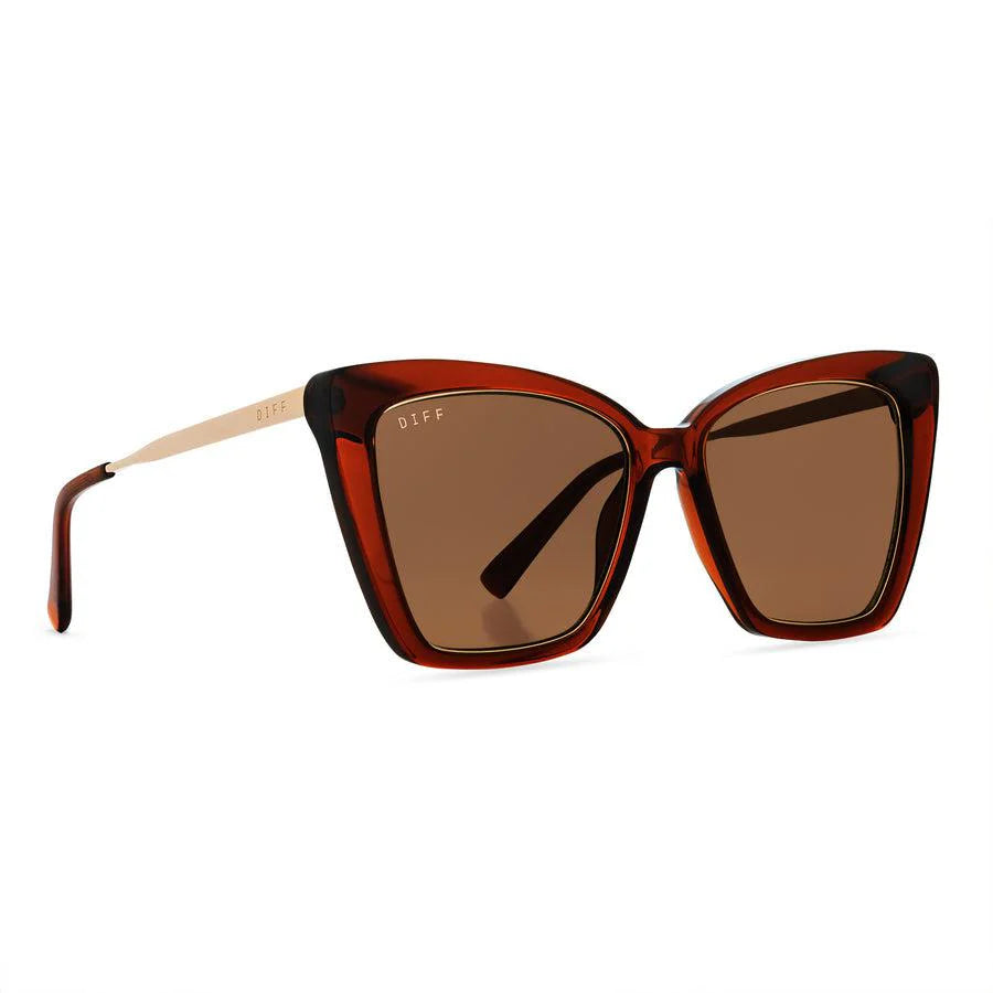 Diff Eyewear Becky IV Cream Tortoise with Pink Mirror Lens