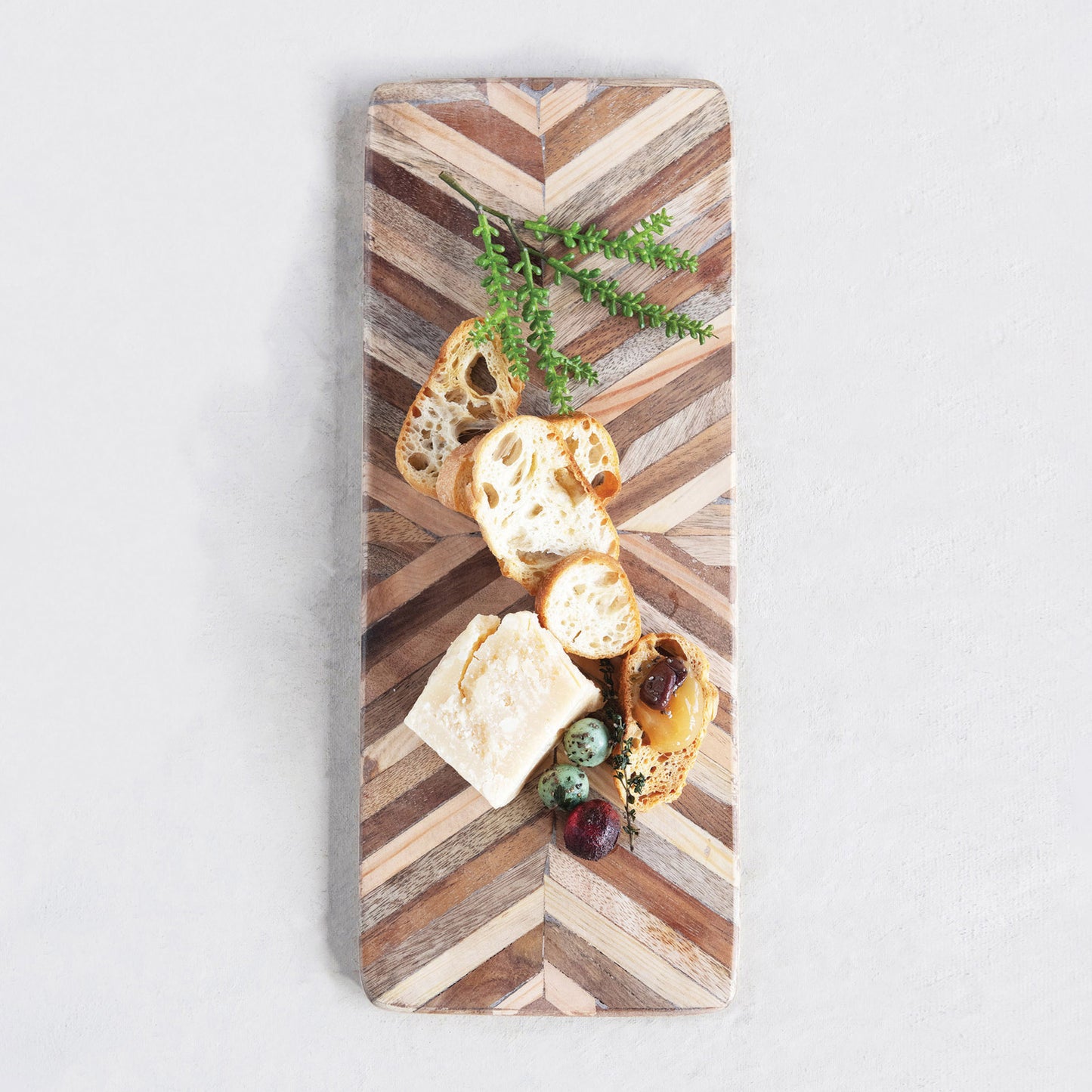 Wood Cheese/Cutting Board with Chevron Pattern