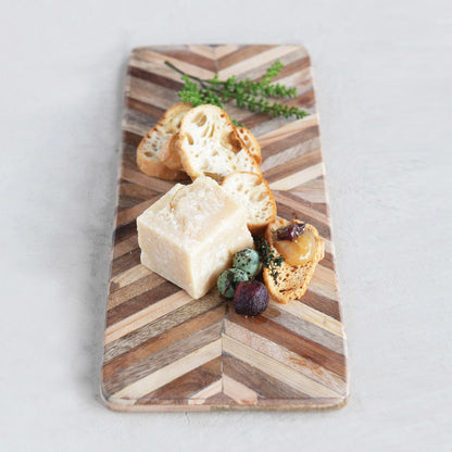 Wood Cheese/Cutting Board with Chevron Pattern