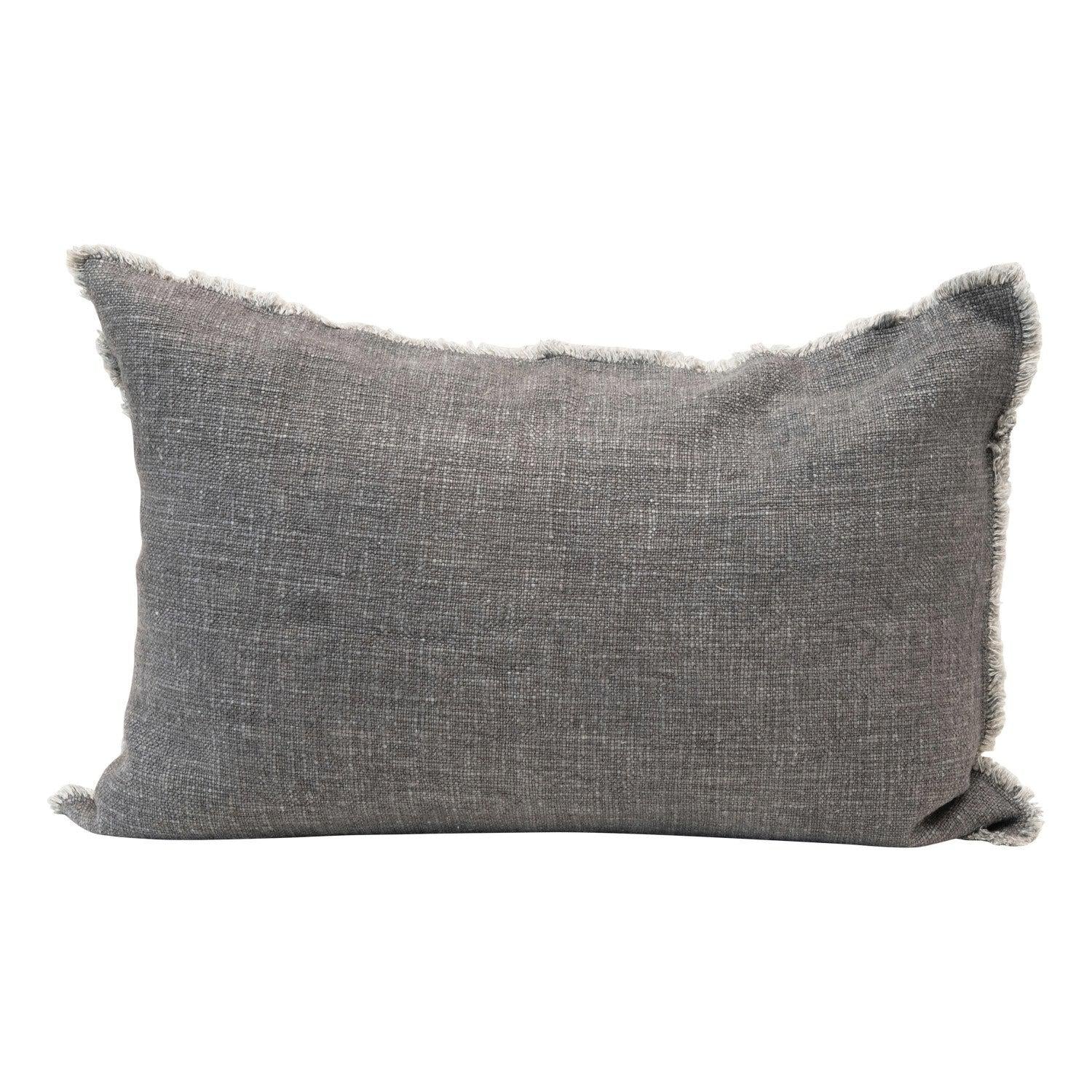 Lumbar Pillow with Frayed Edges
