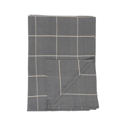 Woven Cotton Tablecloth with Grid Pattern