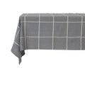 Woven Cotton Tablecloth with Grid Pattern in Grey