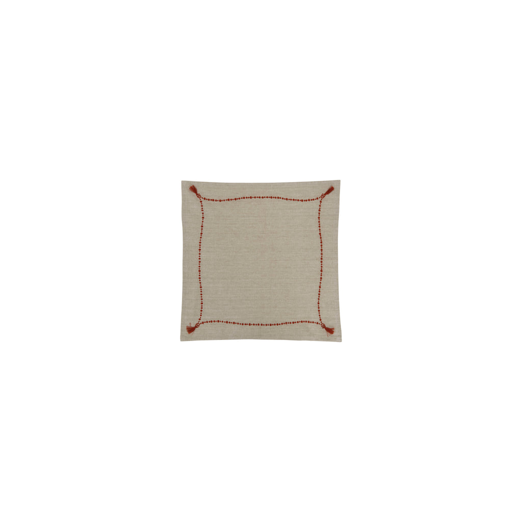 Cotton Chambray Napkins with Embroidery and Tassel, Set of 4
