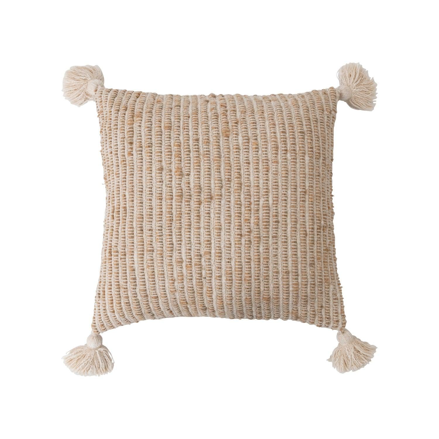 Woven Cotton Striped Pillow with Tassels