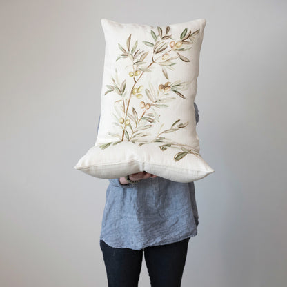 Viscose & Linen Blend Printed Pillow w/ Botanical Image, 2 Styles