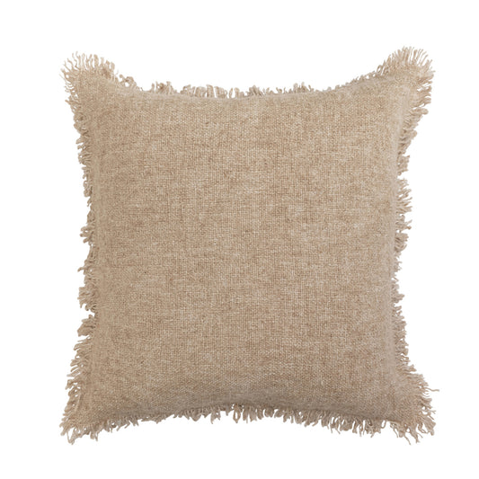 Melange Jute & Cotton Blend Pillow w/ Fringe, Polyester Fill