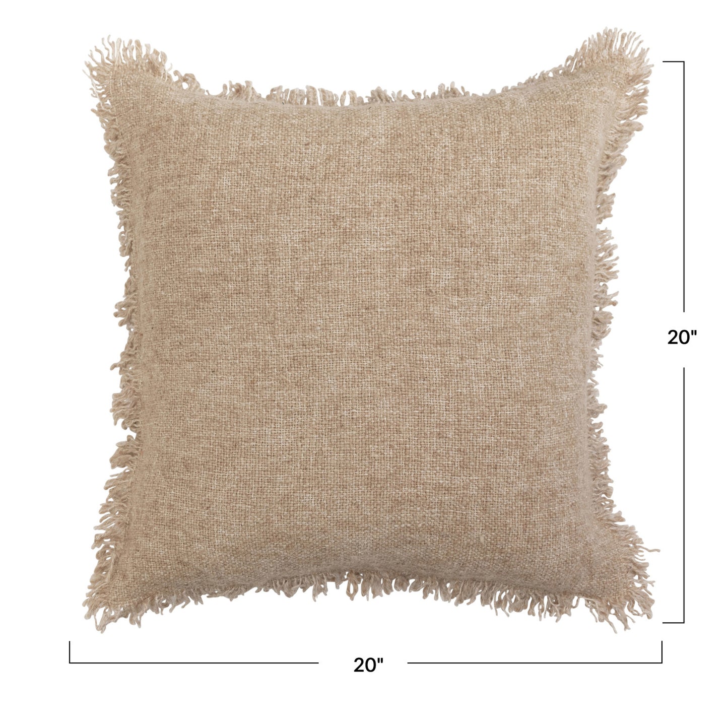 Melange Jute & Cotton Blend Pillow w/ Fringe, Polyester Fill