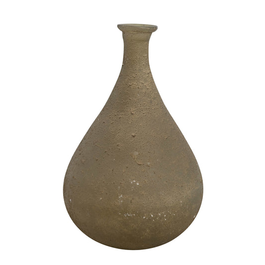 Glass Vase, Sand Blasted Finish, Khaki Color