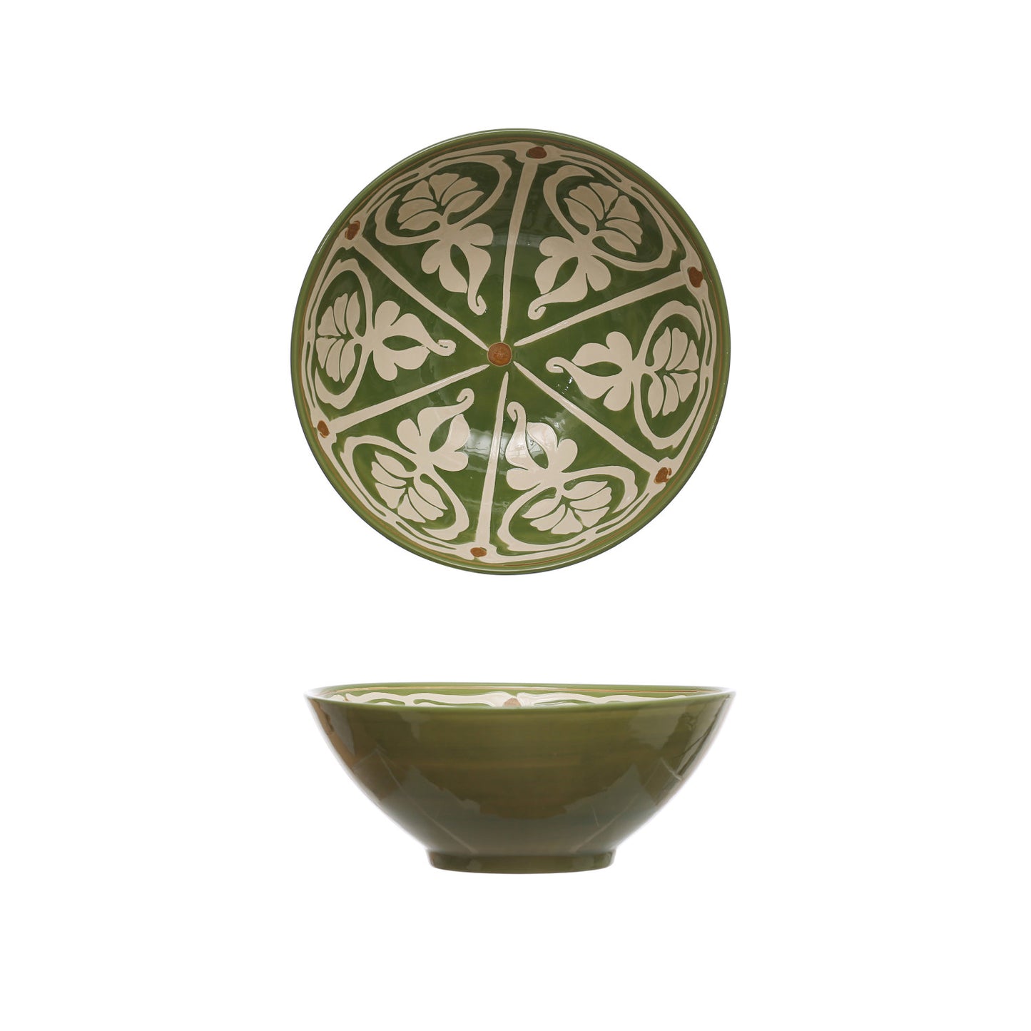 Hand-Painted Stoneware Serving Bowl